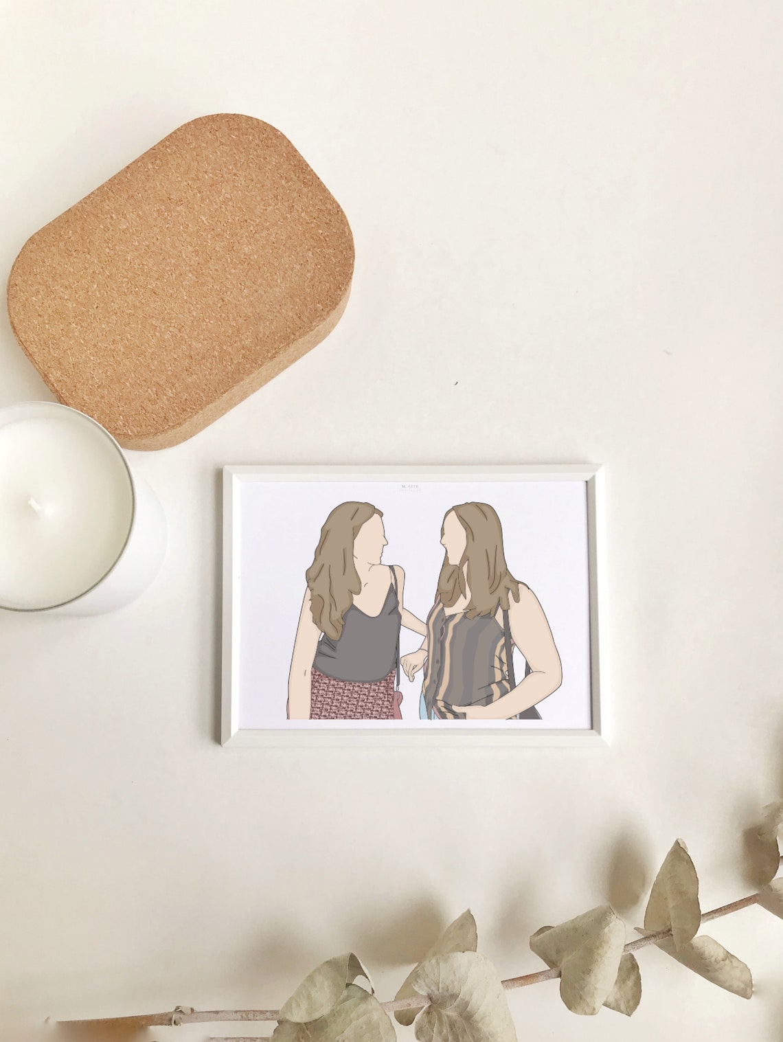 Sketch From Photo Best Friend Portrait Drawing From Photo Best Friend Png Best Friend Bday Soul Sister Gift Custom Illustration Gift - Image 2