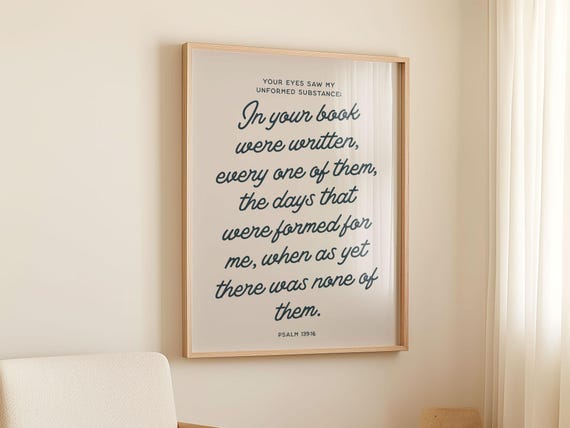 Psalm 139 16 Bible Verse Wall Art Comforting Christian Poster Modern Typography Print For Home Sunday School Church Decor Sanctuary Art