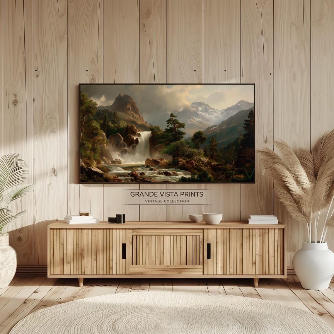 Mountain Waterfall Frame Tv Art Mountain Waterfall 4k Wallpaper Mountain Waterfall Landscape Background Gv4249 - Image 2