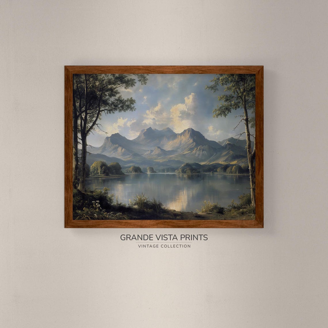 Serene Calm Mountain Lake Framed by Trees Sunset Lit Peaks Poster - Image 4