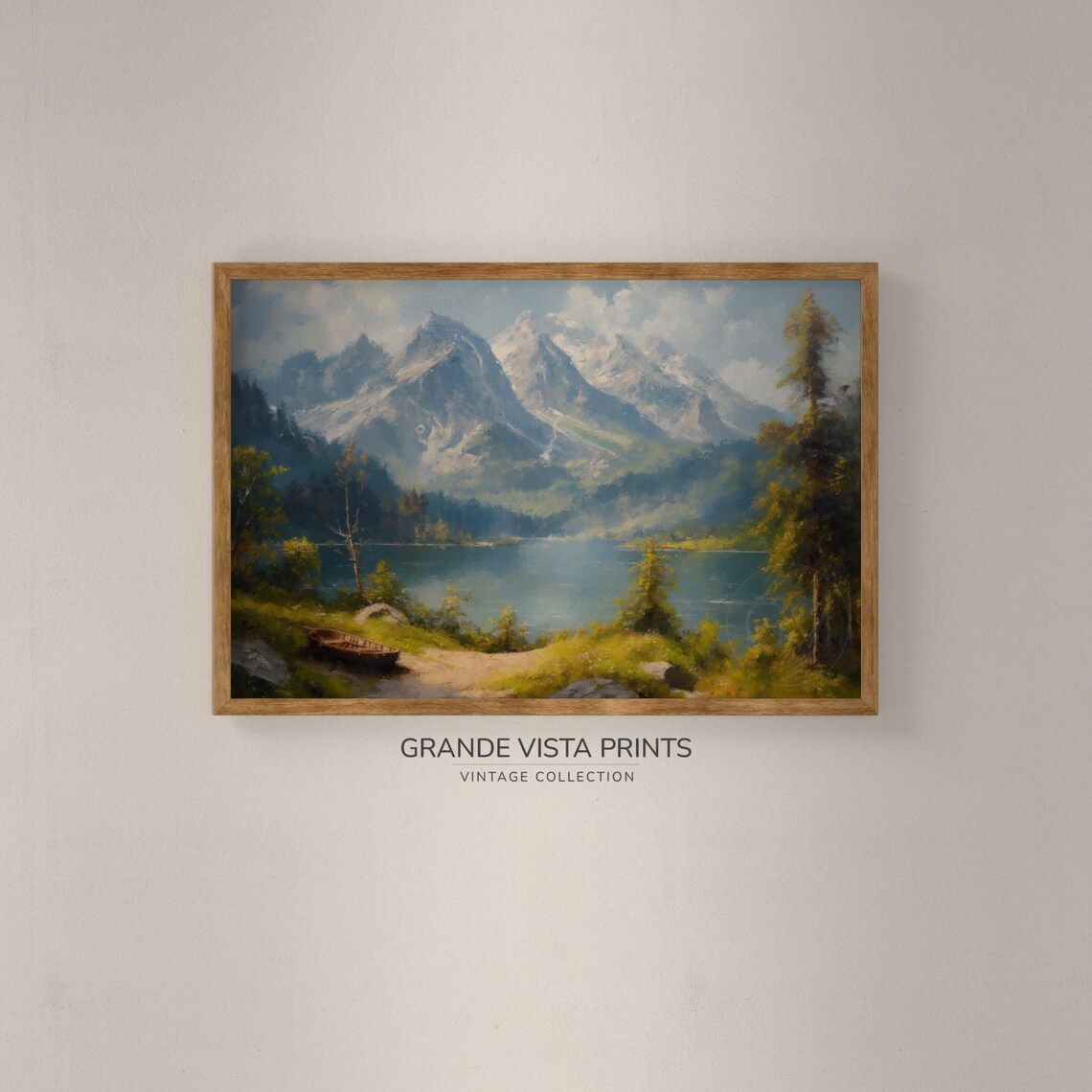 Spring Mountain Lake Vintage Landscape Art Print - Image 2