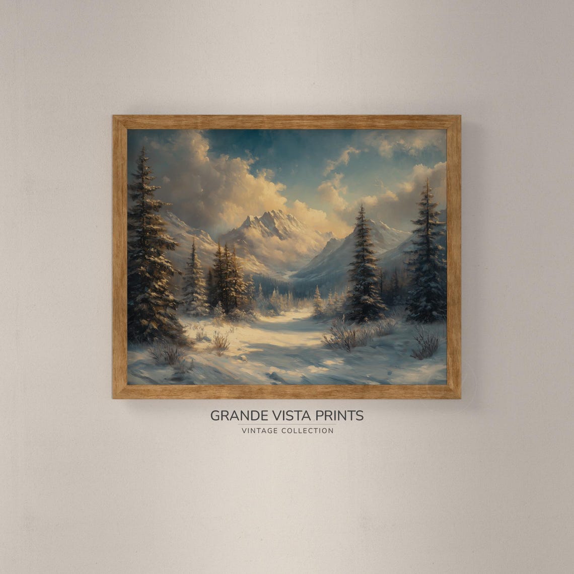 Snowy Mountain Meadow Pine Trees Sunlit Peaks Winter Landscape Poster - Image 4