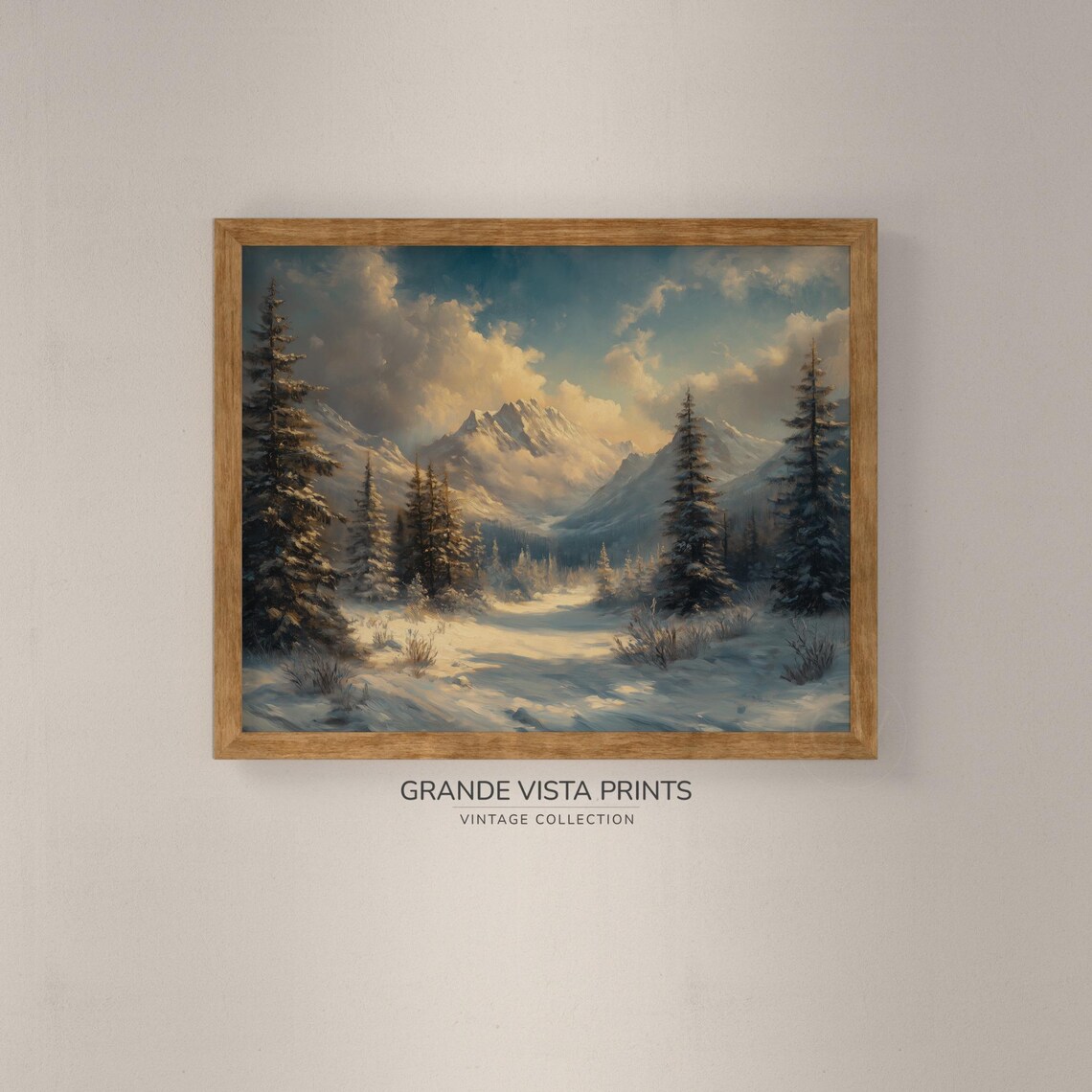 Winter Mountain Range Wall Art Winter Forest Landscape Artwork Winter Mountain Landscape Painting Gv4755 - Image 4