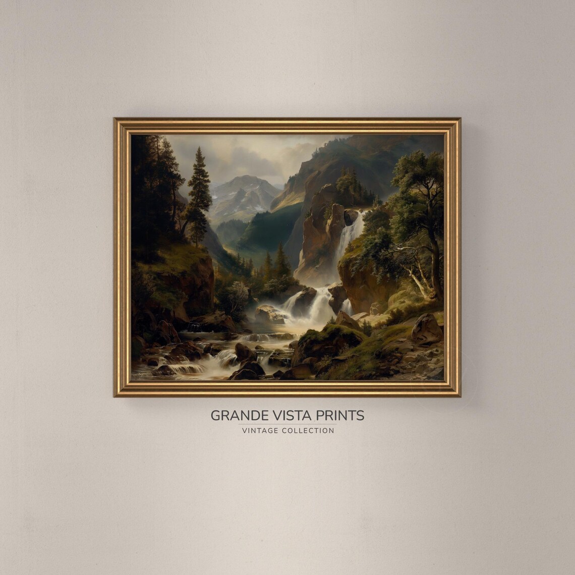Forest Waterfall Landscape Painting Waterfall Painting Wall Art Instant Waterfall Art Print Gv4202 - Image 3