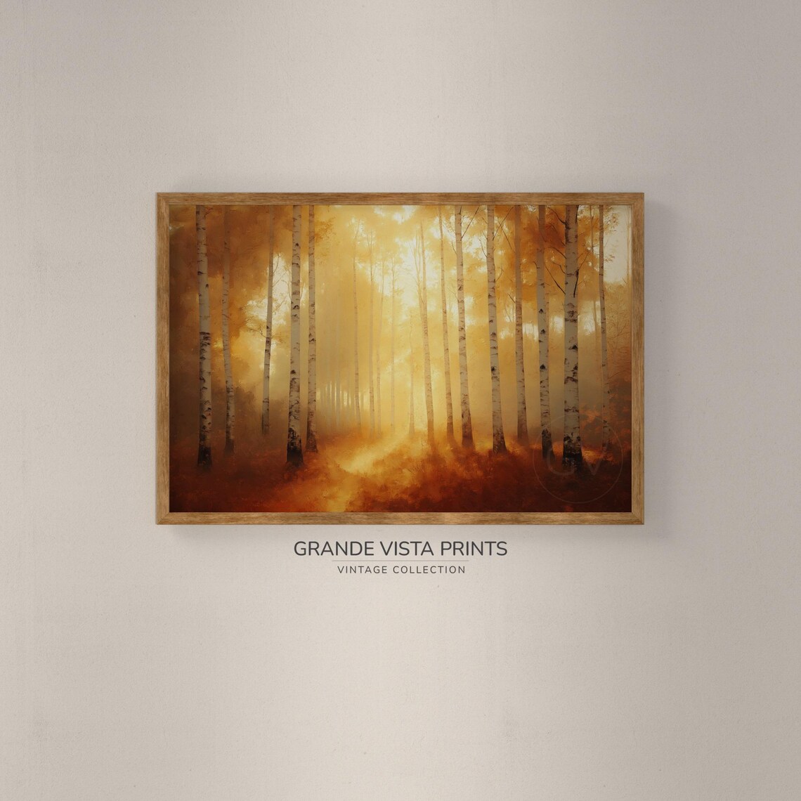 Golden Forest Clearing Sunlit Autumn Path Landscape Painting Poster - Image 2