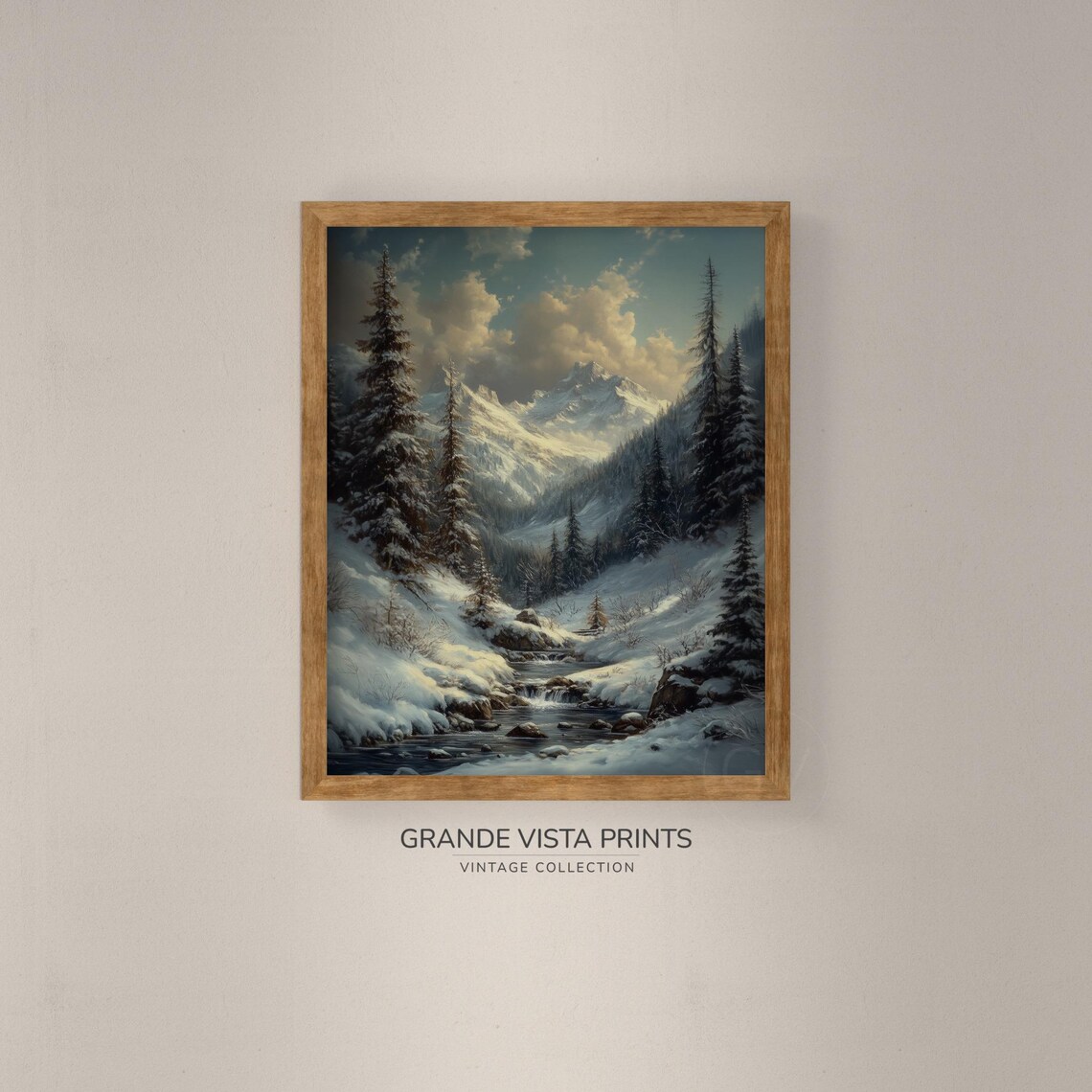 Winter Mountain River Painting Winter Mountain Forest Painting Winter Forest Landscape Wall Art Gv4771 - Image 4