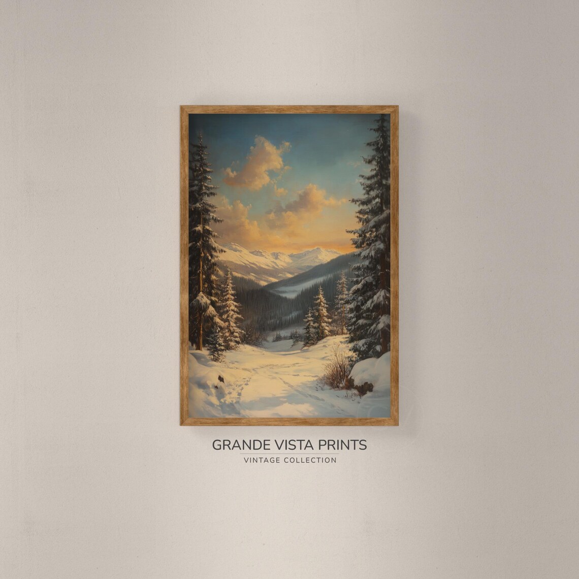 Winter Snow Forest Valley Sunset Snow Covered Pines Travel Poster - Image 2
