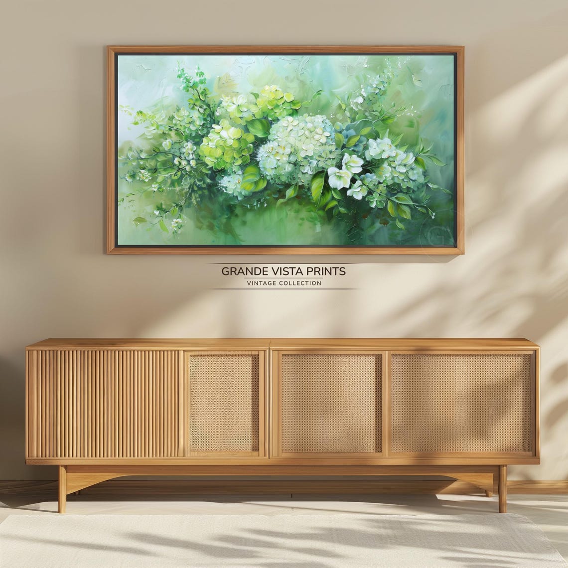 White Green Hydrangea Blossoms Impressionist Floral Painting Poster - Image 4