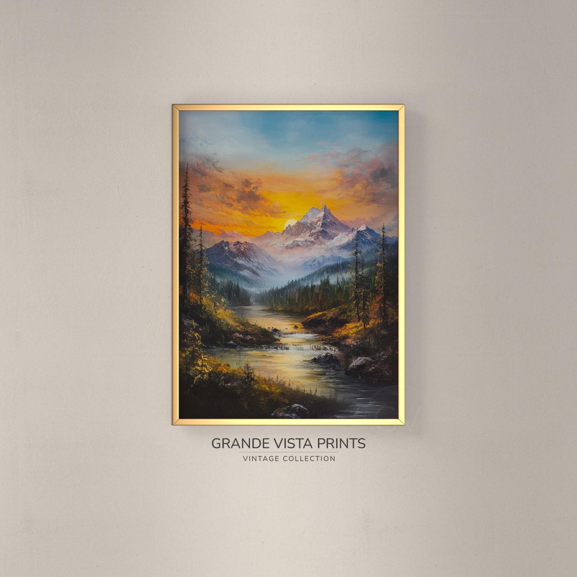 Mountain River Landscape Painting