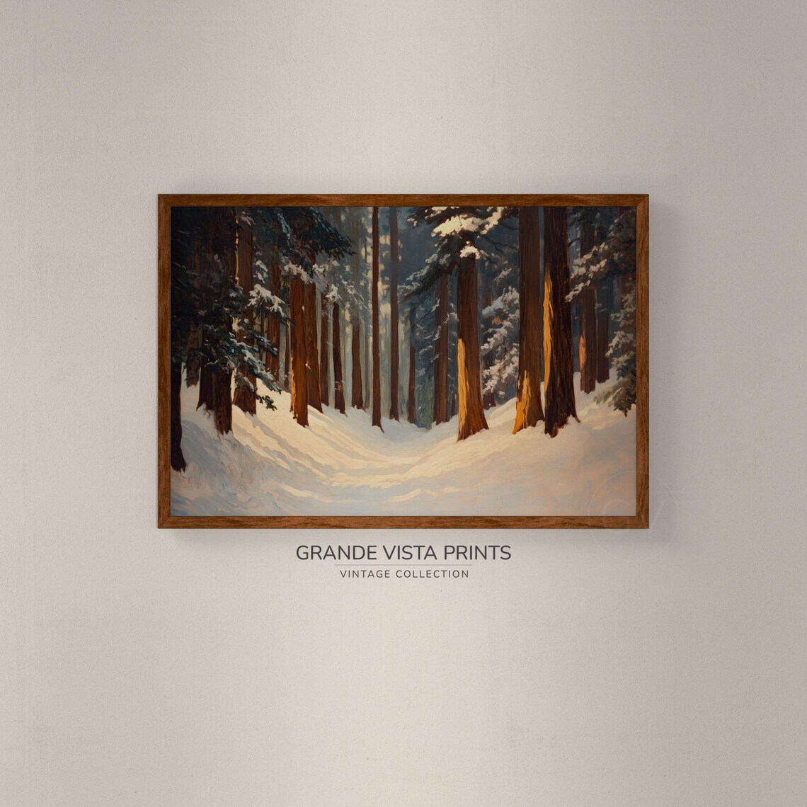 Winter Forest Painting Wall Art Wintertime Forest Wall Decor Forest Landscape Wall Art Gv4869 - Image 2