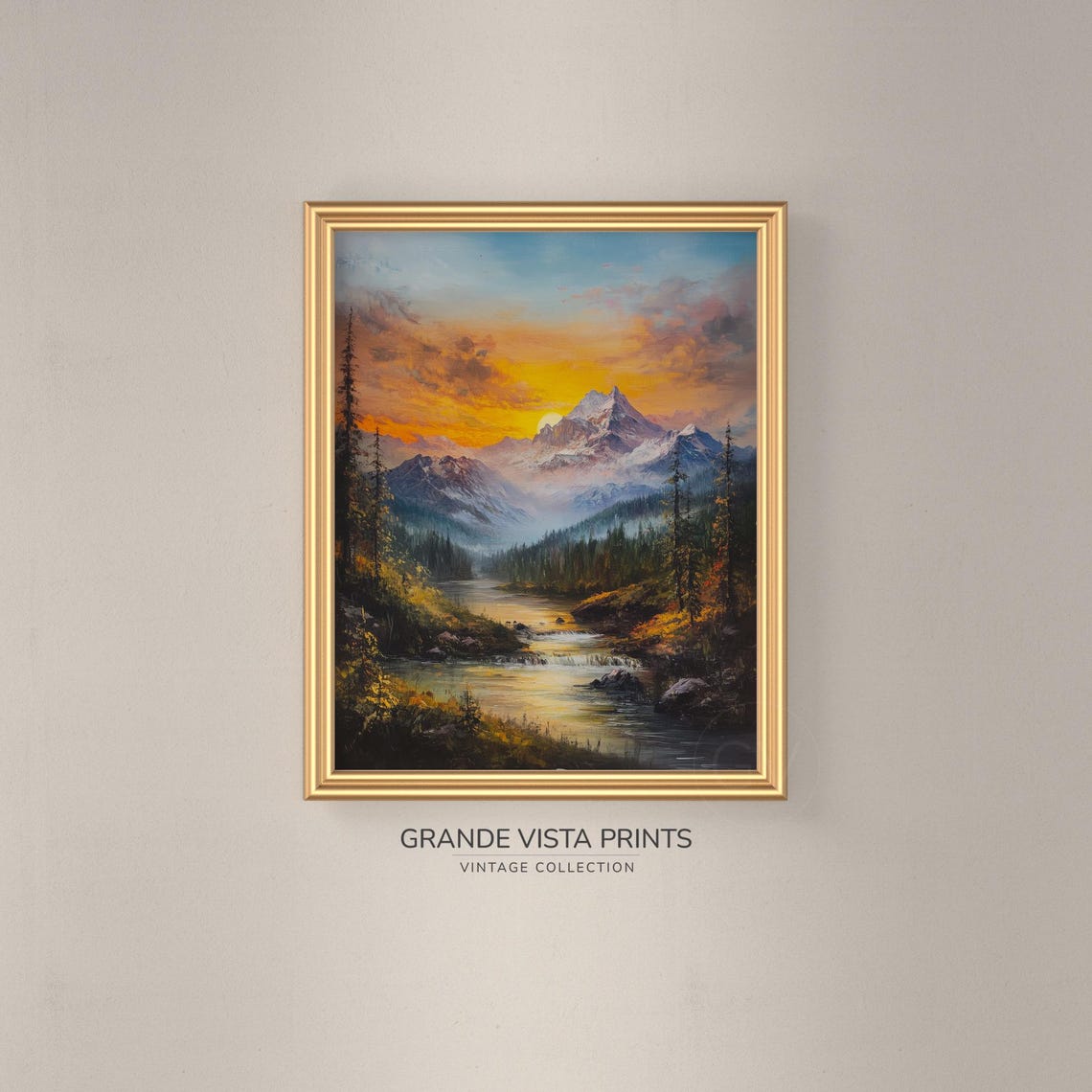 Mountain River Landscape Painting - Image 3