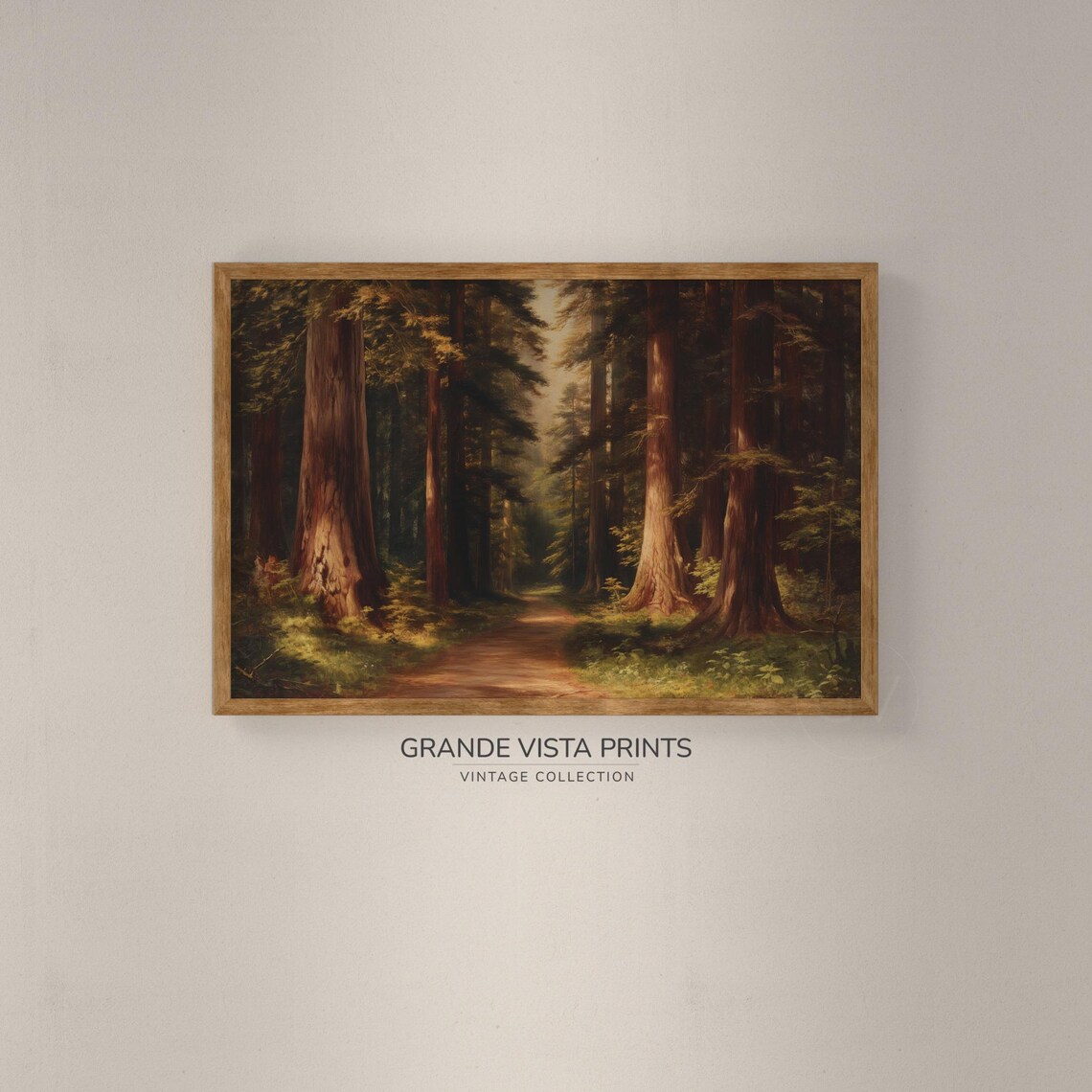 Redwood Forest Path Landscape Painting Redwood Forest Path Wall Art Redwood Trees Artwork Gv4372 - Image 2