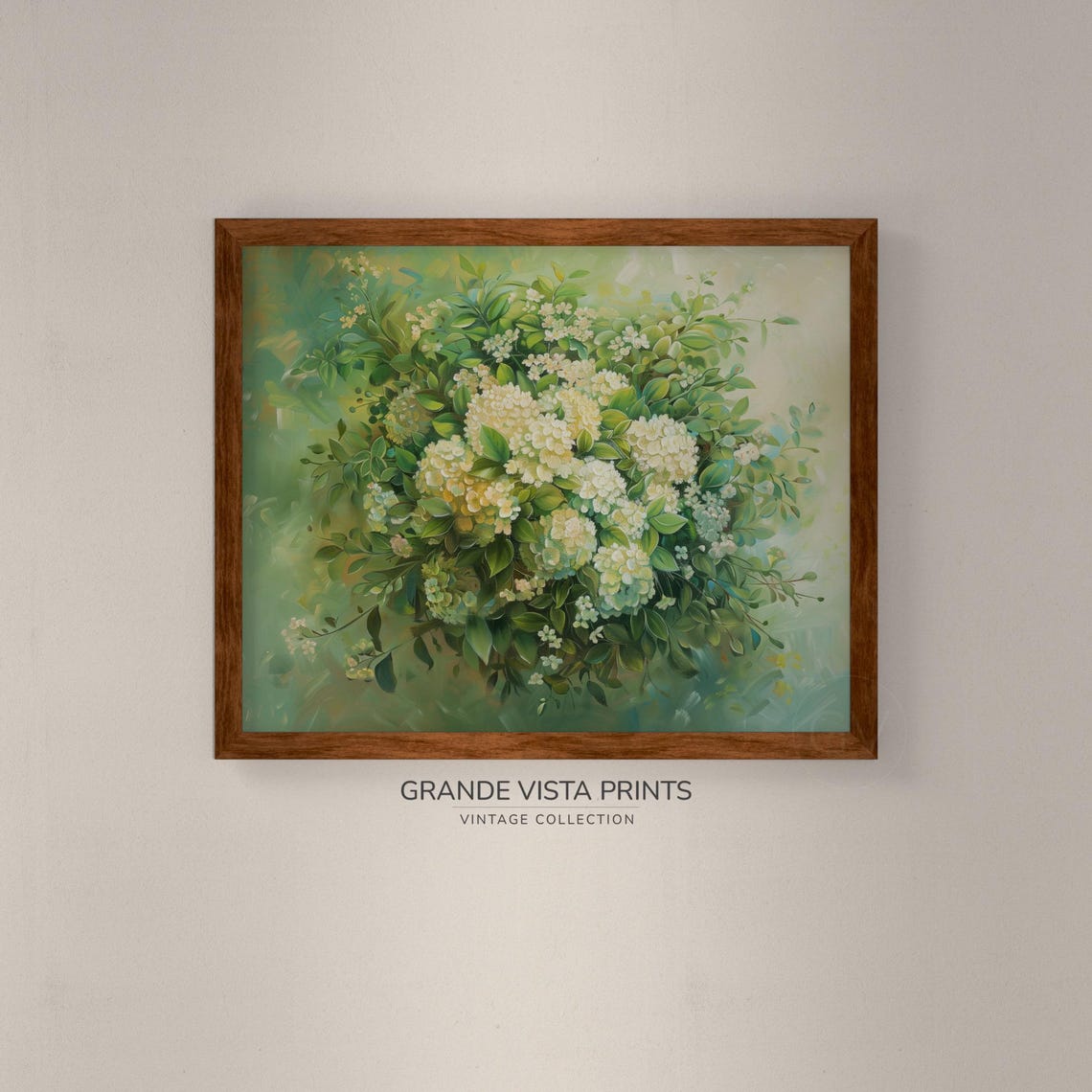 Fresh White Hydrangea Blossoms Green Spring Bouquet Floral Poster - Image 4