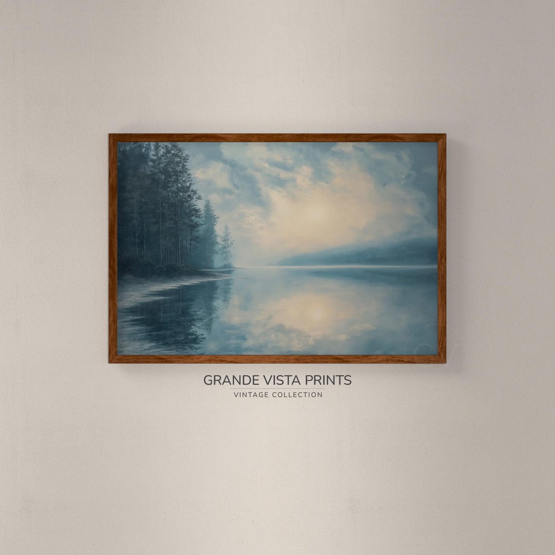 Misty Forest Lake Pine Trees Cloudy Sky Reflection Calm Nature Poster - Image 2