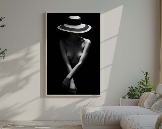 Canvas Painting Elegant Nude Silhouette Black And White Art Sensual Female Portrait Modern Erotic Ready To Hang