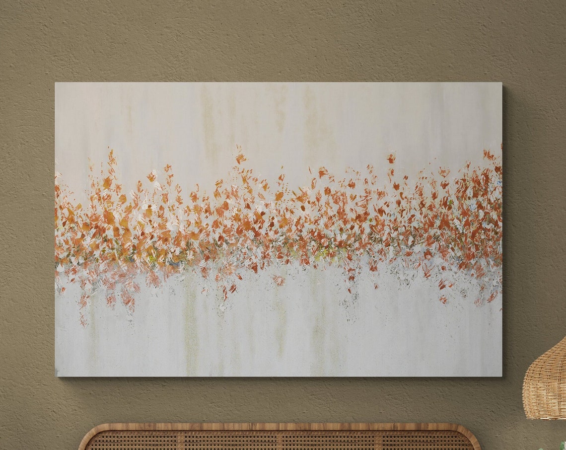 Burnt Orange Beige Abstract Textured Painting Modern Autumn Wall Art - Image 3