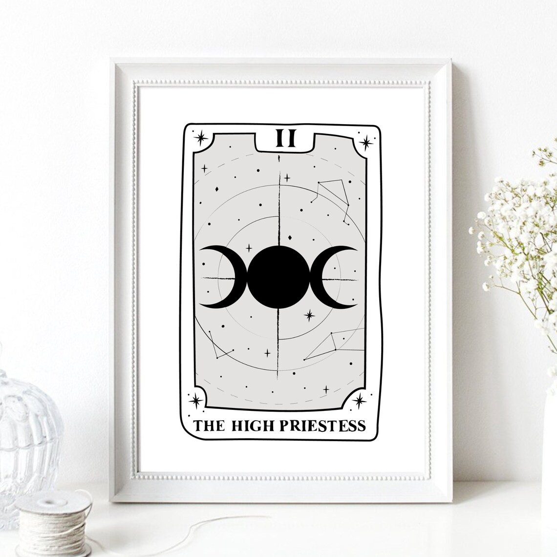 The High Priestess Tarot Card Minimalist Moon Phases Mystical Wall Poster - Image 3