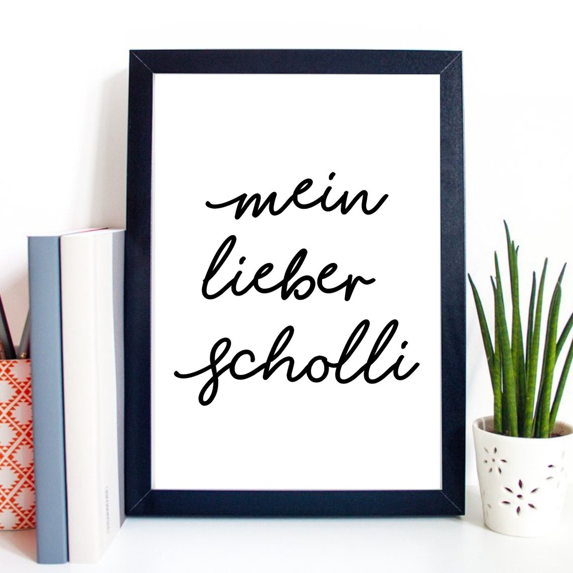 Mein Lieber Scholli Funny German Saying Script Typography Humor Poster