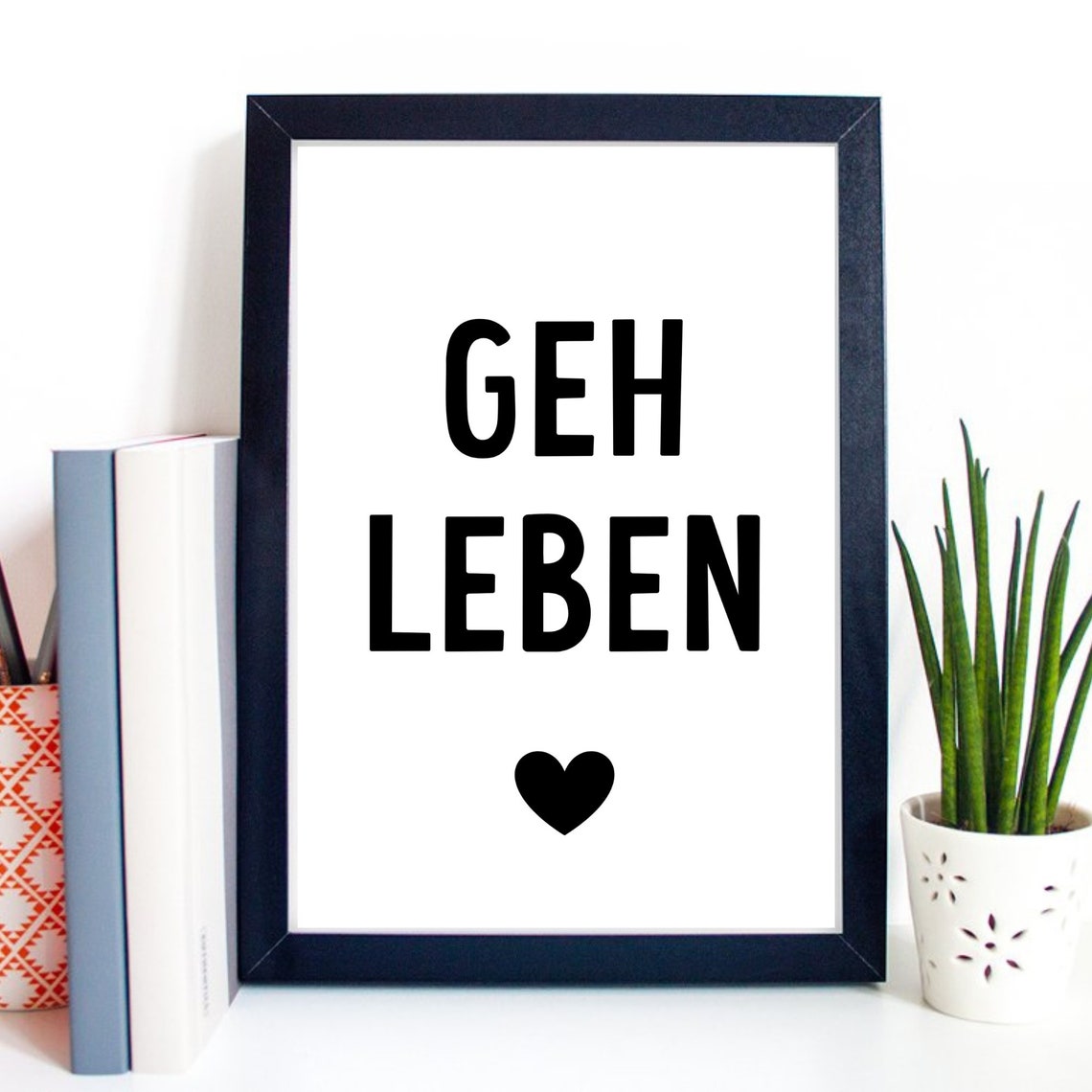 Geh Leben Go Live Motivational Quote Heart Minimalist Wall Art - Image 2