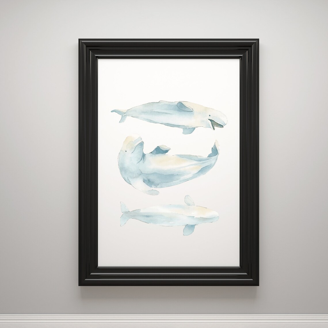 Din A4 Art Print Without Frame Whale Beluga White Whale Sea Bathroom Watercolor Maritime Poster Image - Image 3