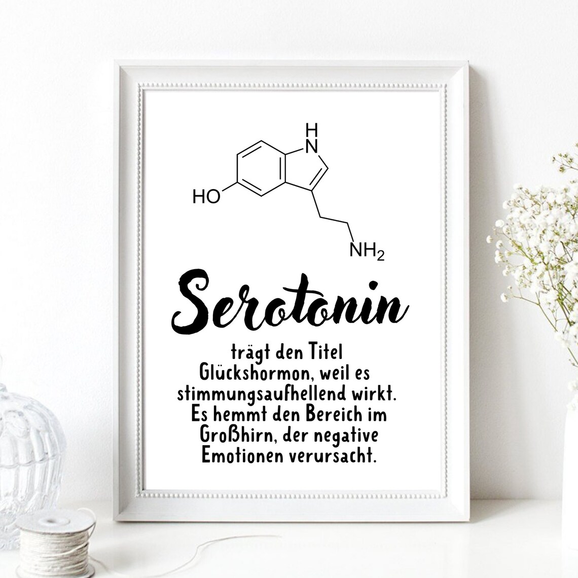 Serotonin Molecule Definition Chemistry Art Print