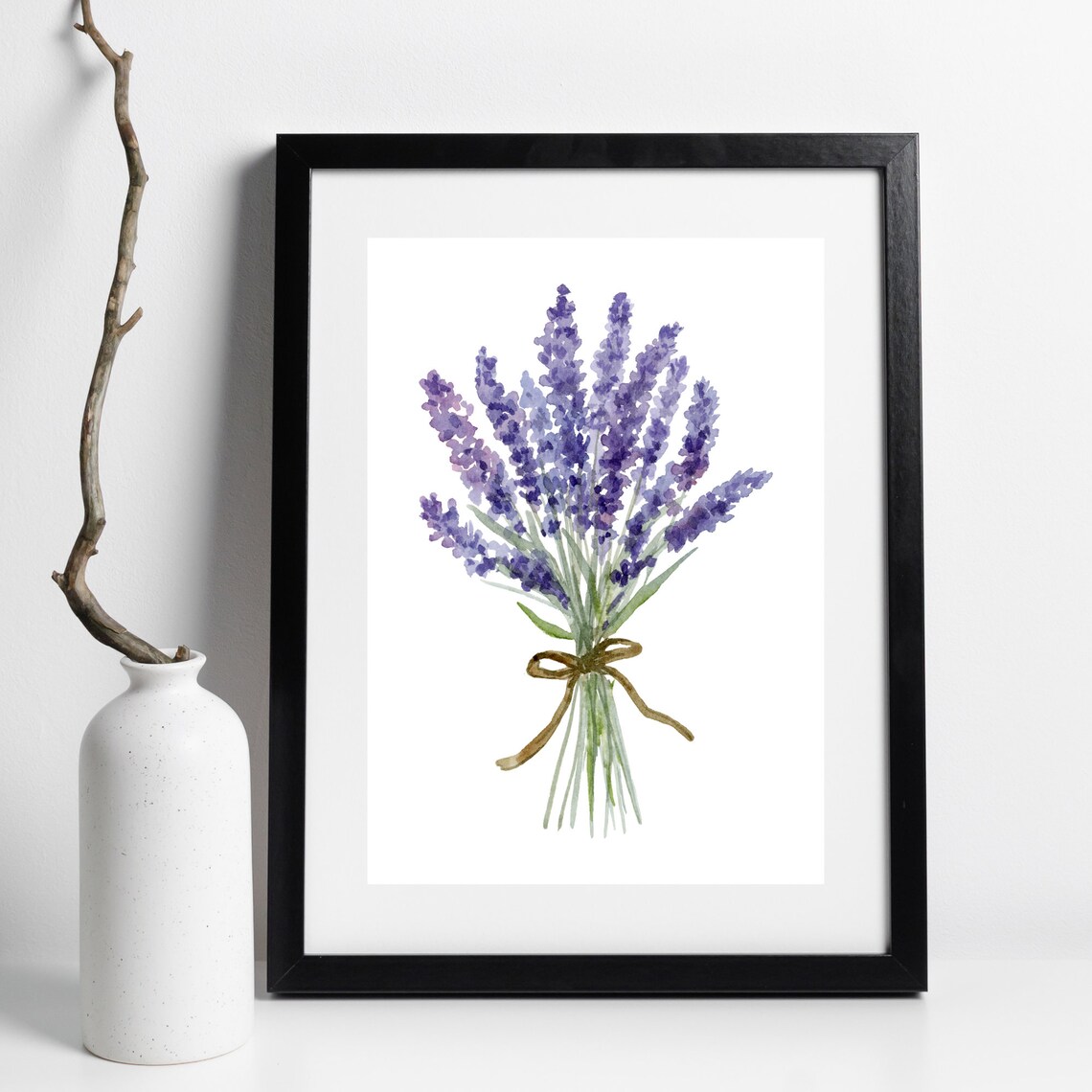 Lavender Bouquet Watercolor Purple Flowers Country House Style Poster - Image 2