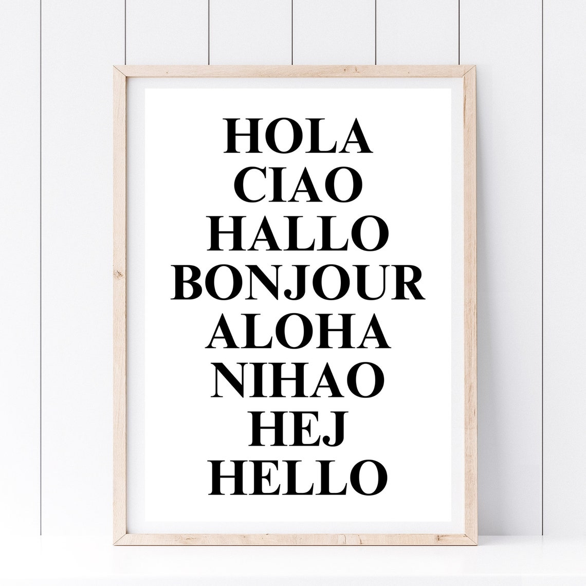 Hello In Many Languages Typography Entrance Hallway Wall Art