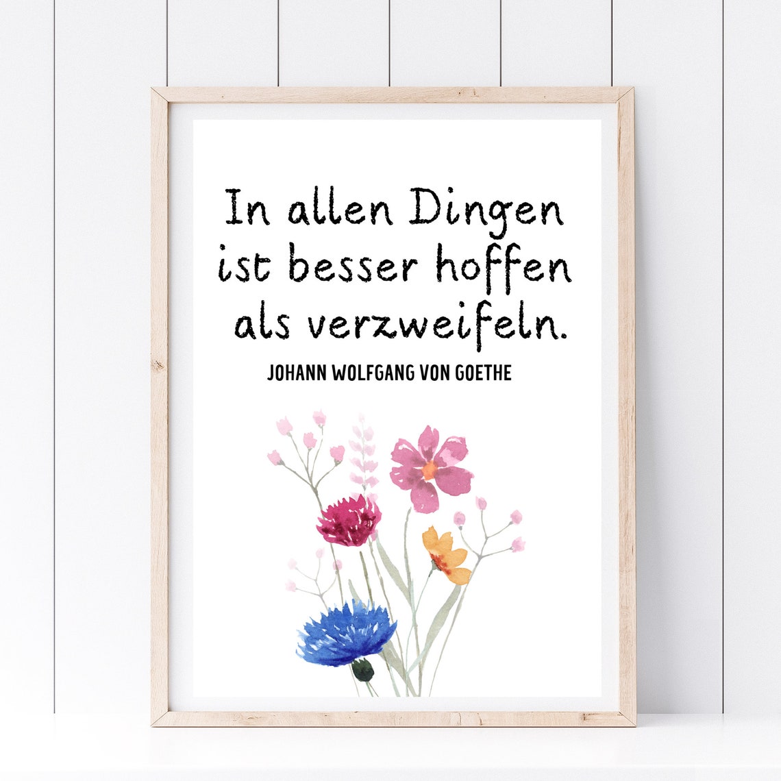 Hope Over Despair Goethe Quote Wildflower Watercolor Motivation Poster