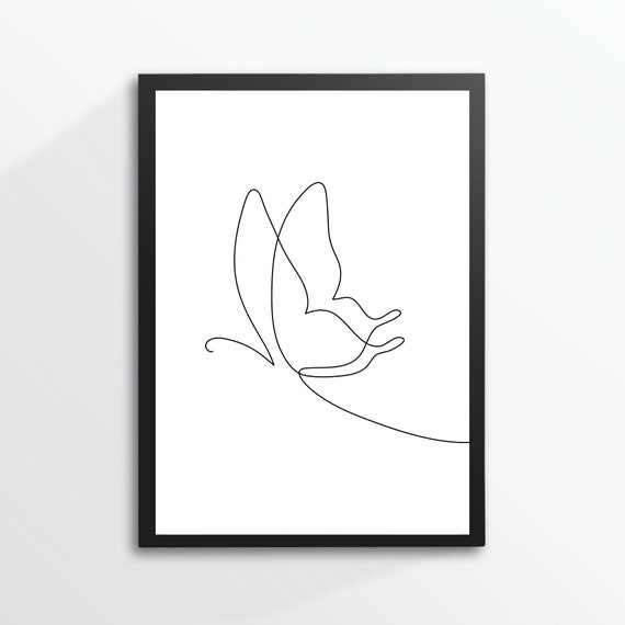 Din A4 Art Print Without Frame Butterfly Moth Minimalism Lines Drawing Print Poster Picture