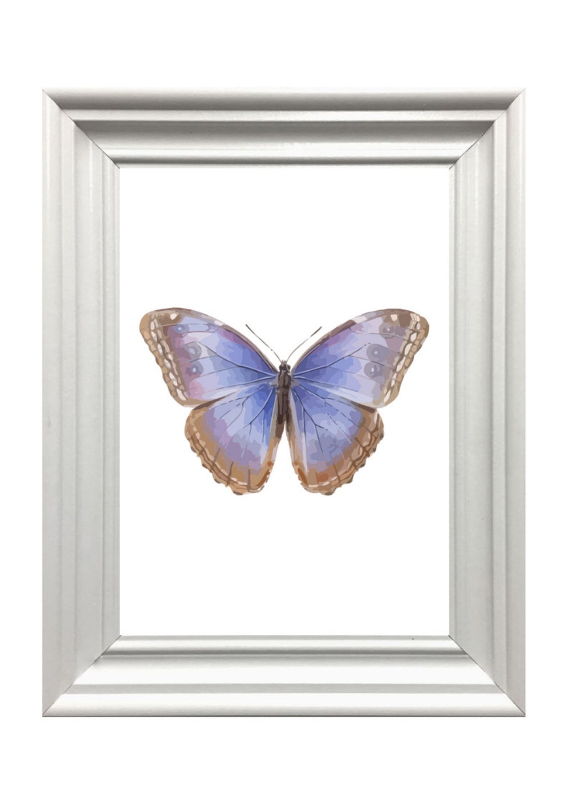 Blue Morpho Butterfly Watercolor Nature Insect Elegant Wall Art Print - Image 3