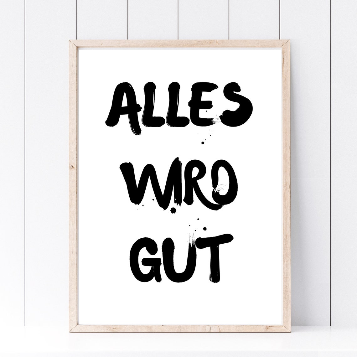 Everything Will Be Fine Bold Brush Lettering German Hope Quote Poster - Image 2