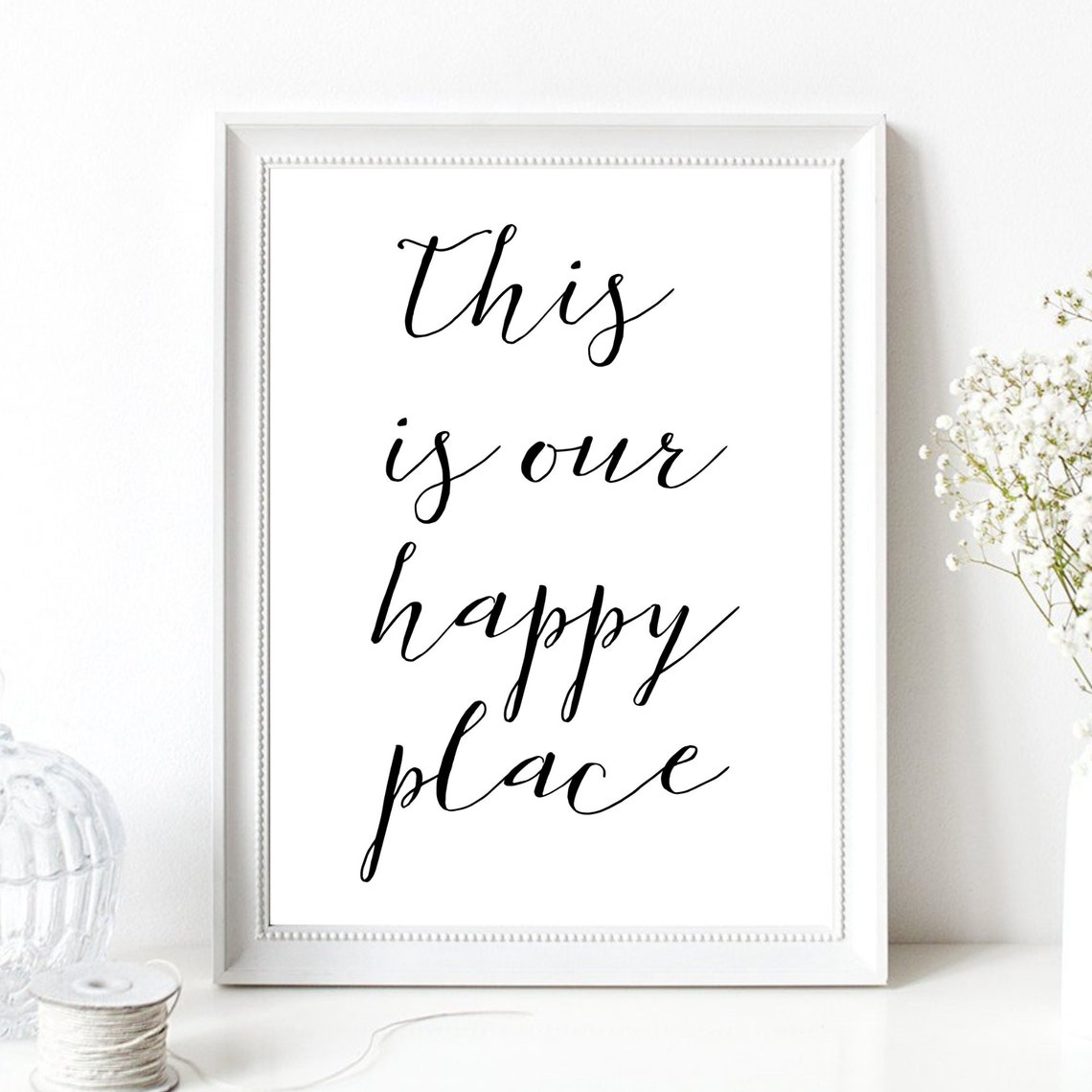 This Is Our Happy Place Script Typography Quote Wall Art Poster Decor - Image 2