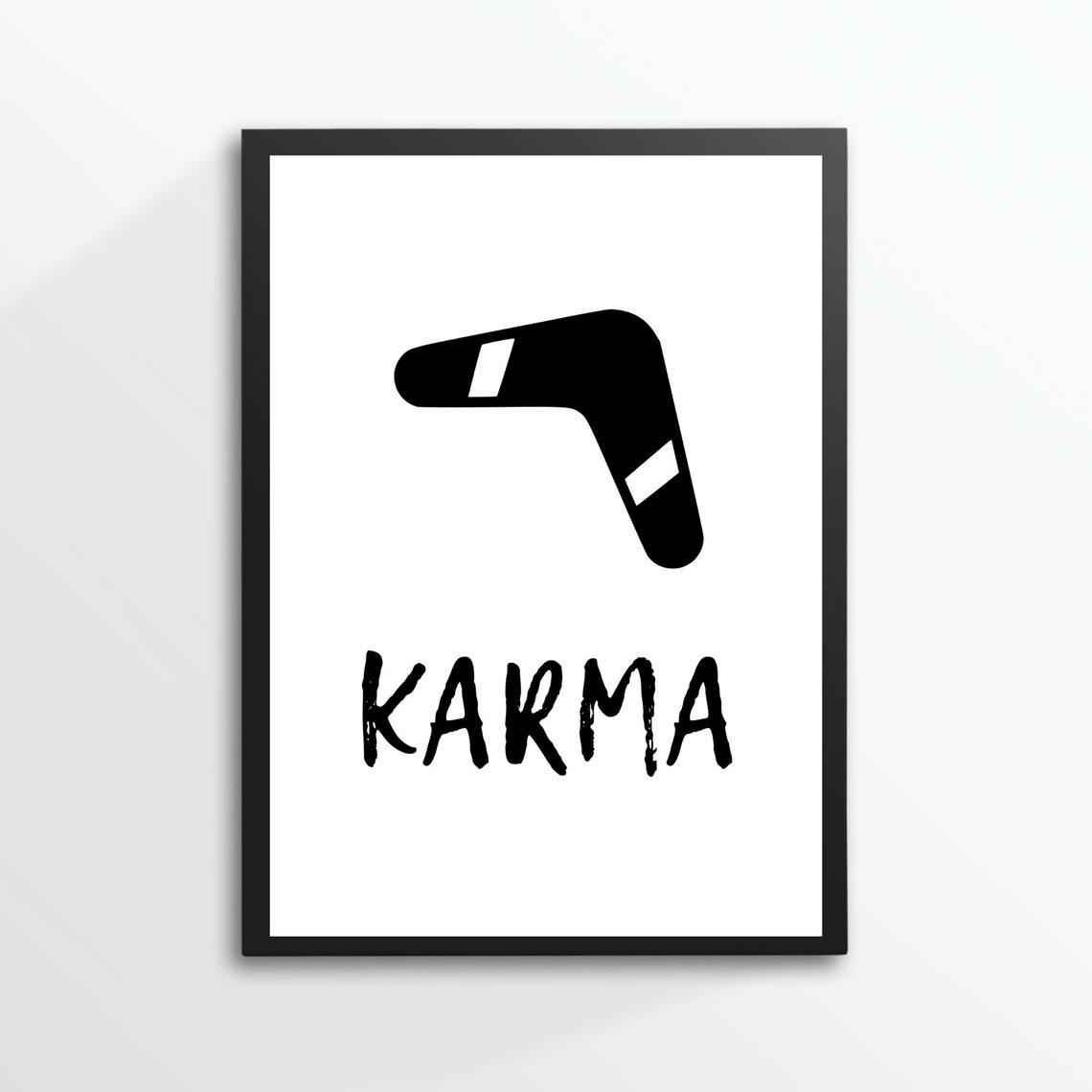 Din A4 Art Print Unframed Saying Karma Motivation Boomerang Typography Image Poster Gift