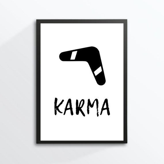 Din A4 Art Print Unframed Saying Karma Motivation Boomerang Typography Image Poster Gift