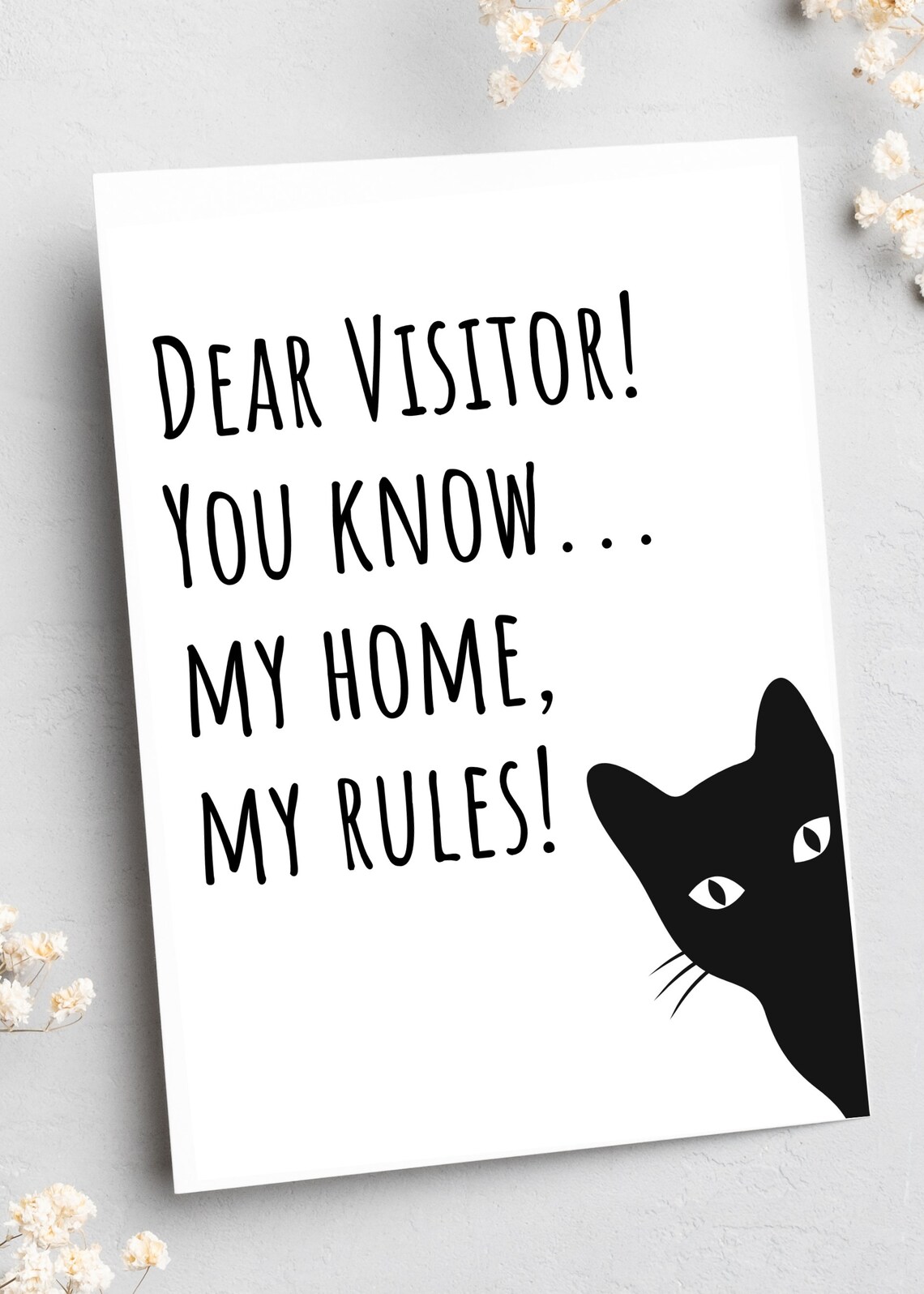 Dear Visitor My Home My Rules Funny Black Cat Quote Sign Poster - Image 4
