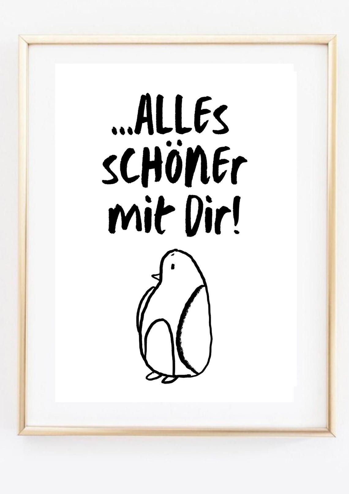 Alles Schoener Mit Dir German Love Quote Cute Bird Doodle Art Poster - Image 2