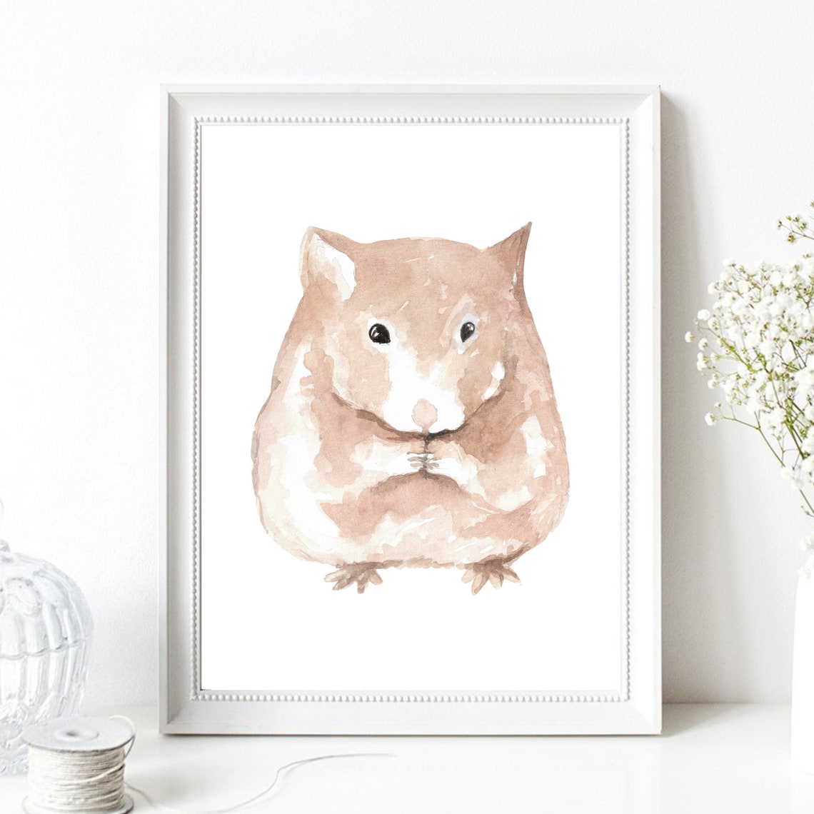 Din A4 Art Print Without Frame Cute Hamster European Hamster Watercolor Poster Print