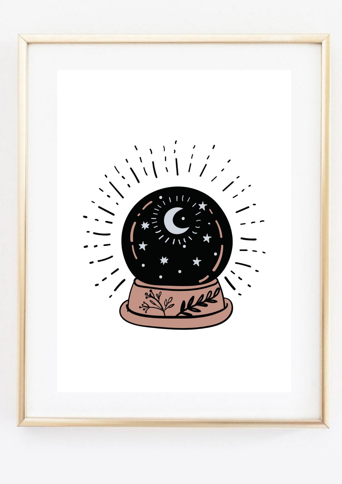 Moon And Stars Crystal Ball Mystical Poster Gothic Esoteric Wall Decor - Image 2