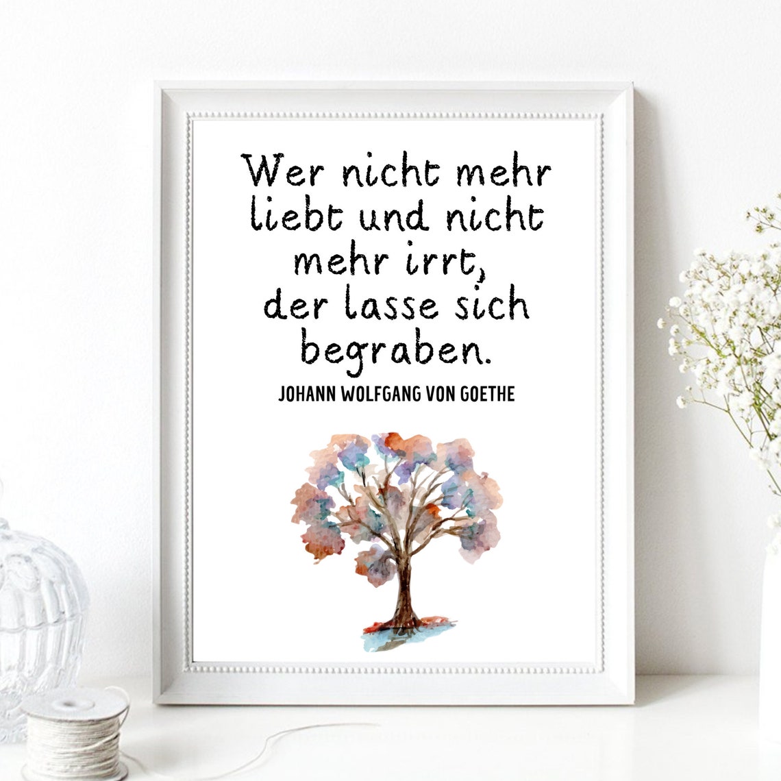 Goethe Love And Error Quote Watercolor Tree Motivational Wall Poster - Image 2