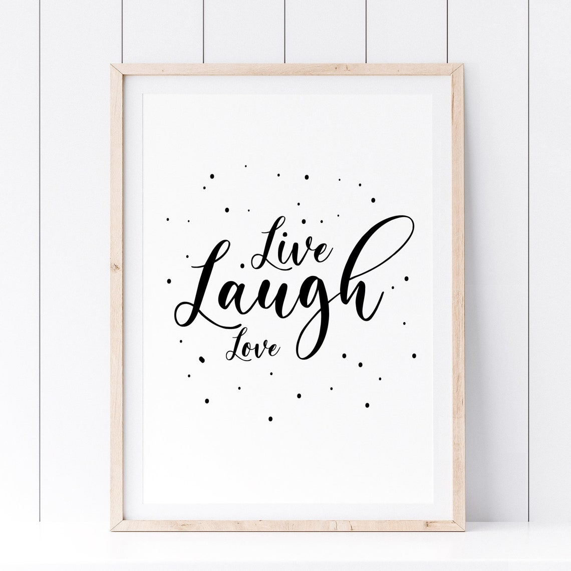 Live Laugh Love Script Calligraphy Quote Poster Minimalist Black White