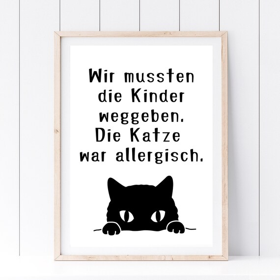 Funny German Cat Quote Humor Black Cat Minimalist Kitchen Poster
