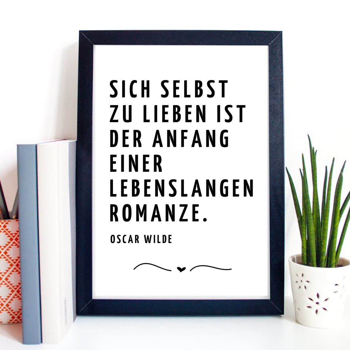 Oscar Wilde Self Love Quote German Typography Motivational Poster