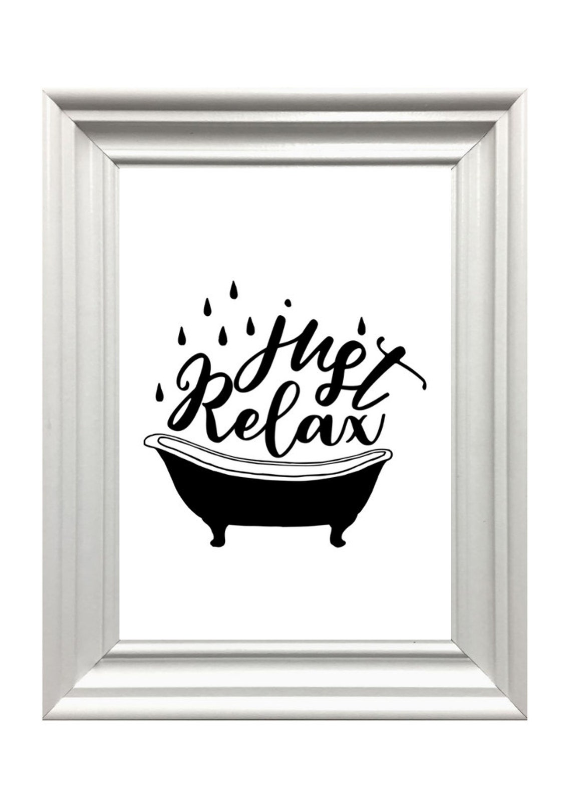 Just Relax Bathtub Script Decor Soak Bathroom Typography Poster - Image 3
