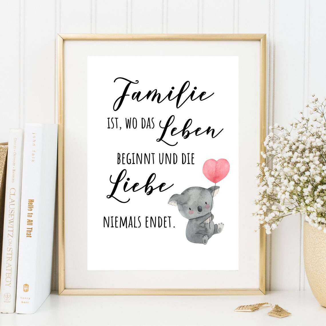 Family Is Where Life Begins German Koala Heart Love Quote Poster - Image 3