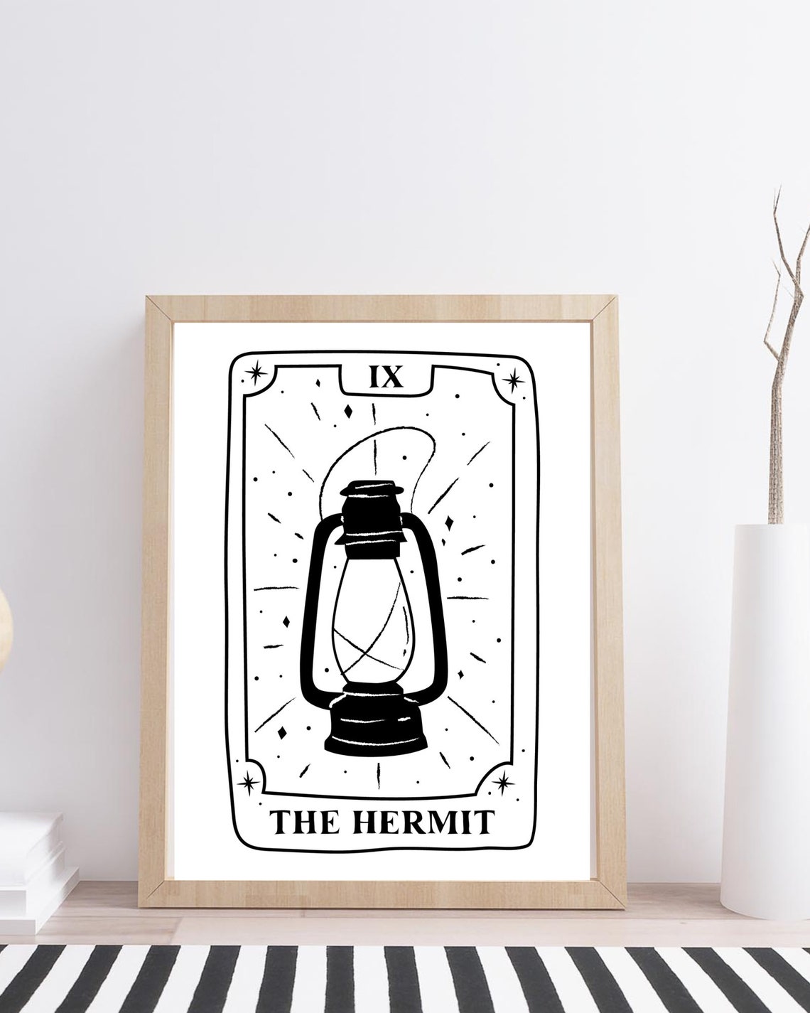 The Hermit Tarot Card IX Lantern Minimalist Occult Line Art Print - Image 2
