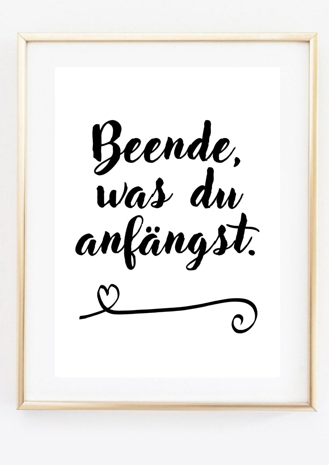 Finish What You Start German Motivational Quote Heart Wall Art Poster - Image 2