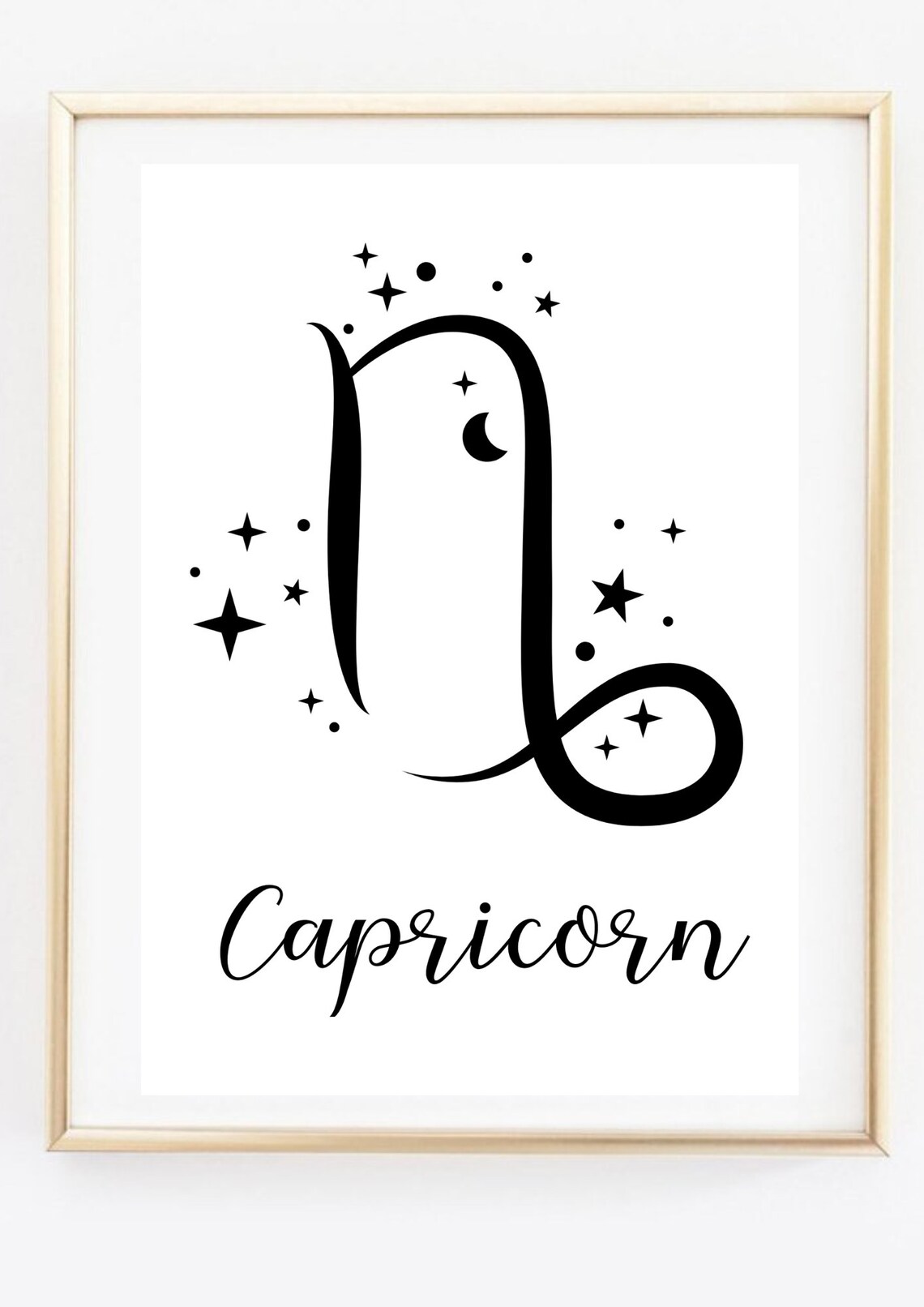 Capricorn Zodiac Symbol Starry Script Celestial Astrology Wall Art Poster - Image 3