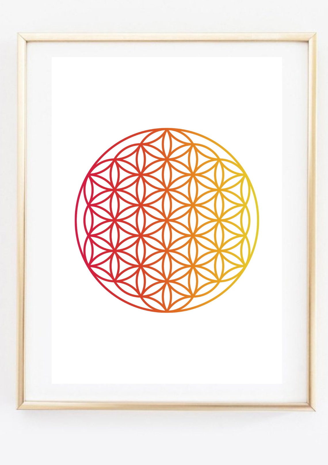 Flower Of Life Sacred Geometry Sunset Gradient Circle Yoga Wall Poster - Image 3