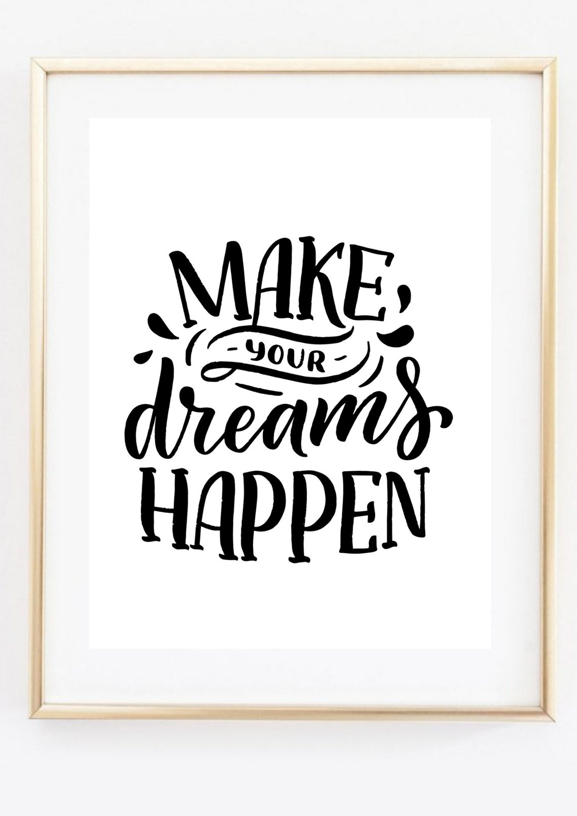 Make Your Dreams Happen Hand Lettered Motivational Quote Wall Art - Image 2