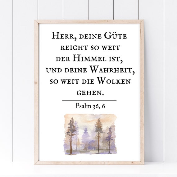 Din A4 Art Print Without Frame Bible Saying Psalm Lord Your Goodness Heaven Bible God Faith Baptism Confirmation Communion Birth Poster